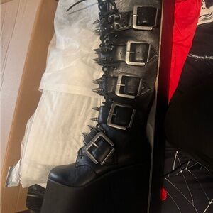 Windsor Black Ankle Boots with Silver Buckles